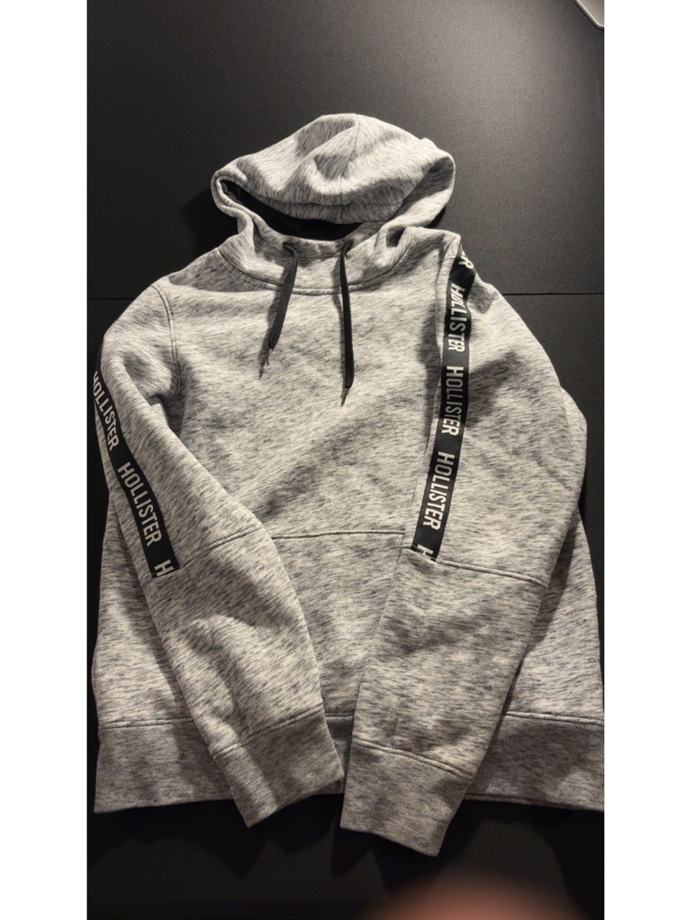 Hollister Heather Gray Logo Tape Hoodie size M